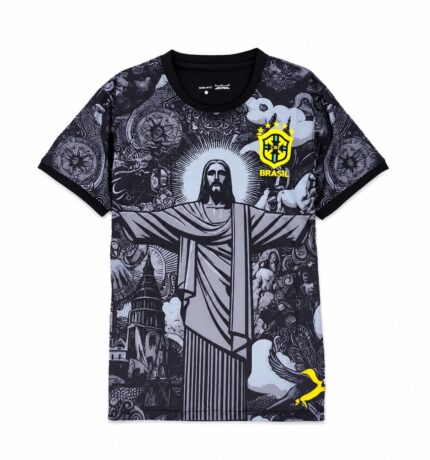 Corteiz x Brazil Jesus Christ Redeemer Jersey – Black & Grey